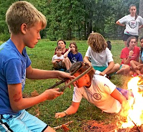 Firebuilding at Summer Camp